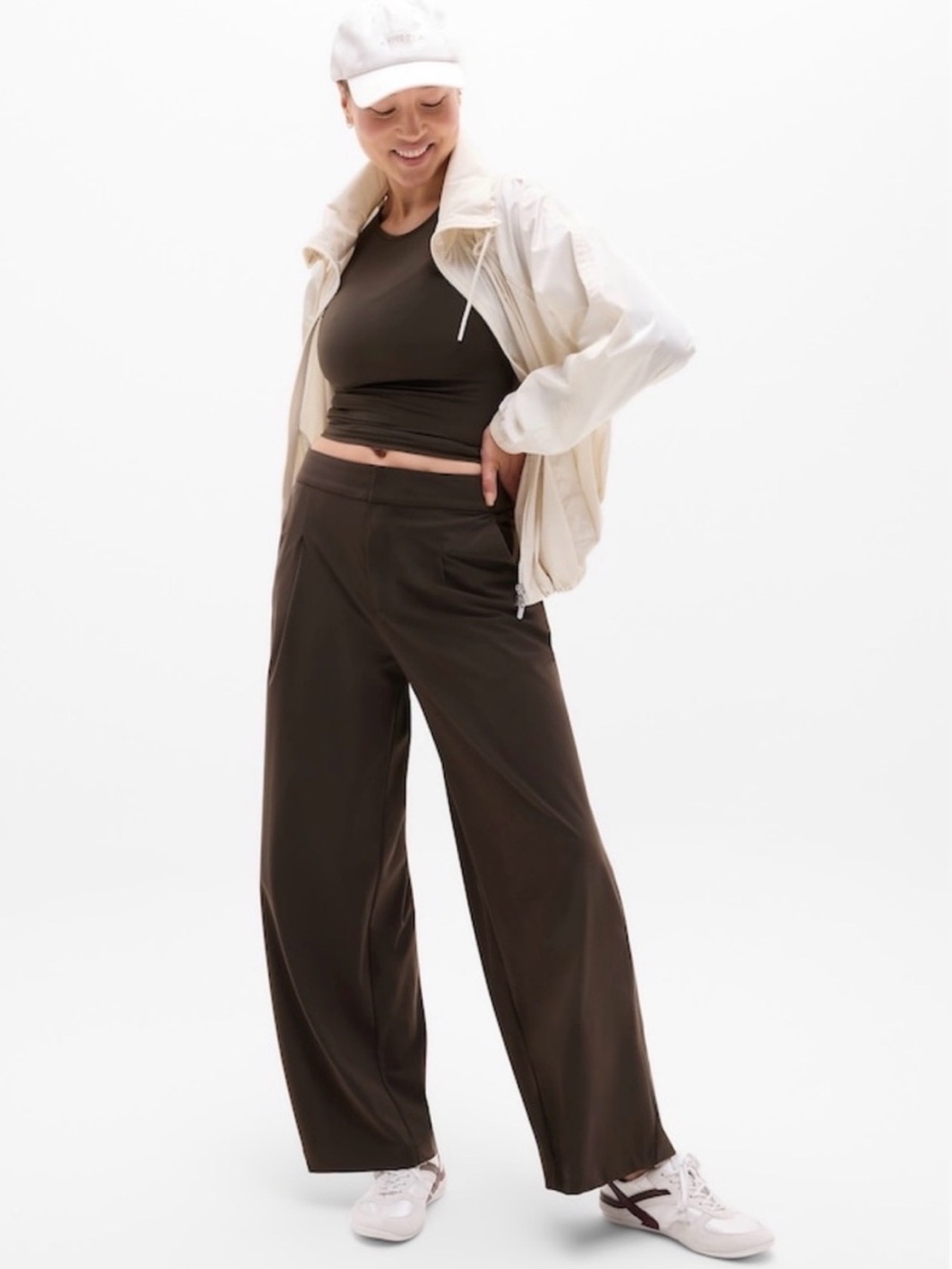 Athleta Pinnacle High Rise Pants Sz 8 w MEASUREMENTS Truffle Brown Wide Leg